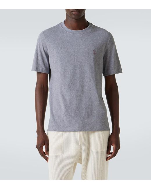 Brunello Cucinelli T-Shirt Aus Baumwoll-Jersey in Blue für Herren