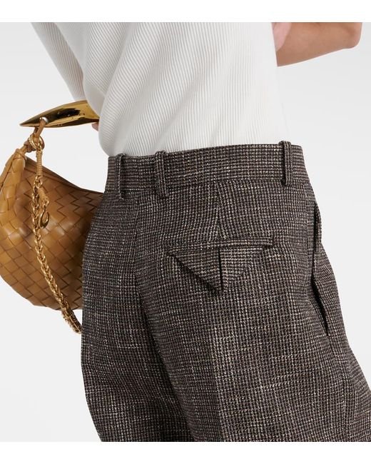 Pantalones anchos de mezcla de lana de tiro alto Bottega Veneta de color Gray
