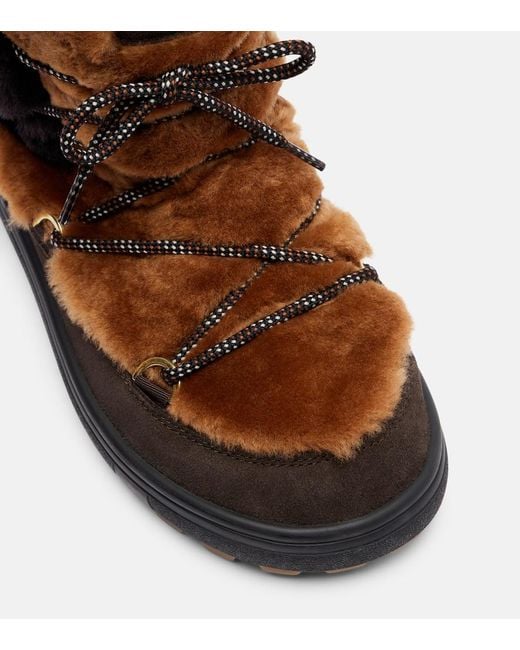 Bogner Brown Chamonix Shearling And Suede Snow Boots