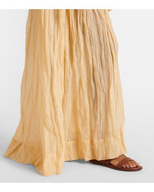 Plan C Metallic Scarf-Detail Cotton-Blend Maxi Dress