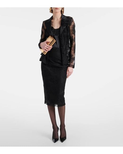 Top de lencería, de raso y encaje Dolce & Gabbana de color Black