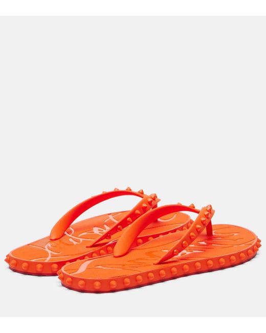 Christian Louboutin Orange Super Loubi Thong Sandals