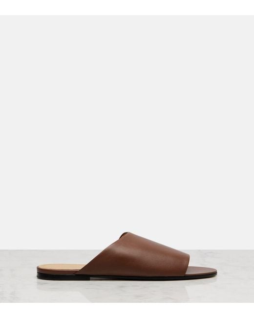 The Row Brown Signum Leather Slides