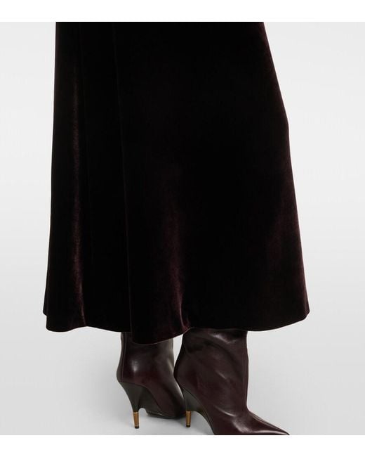 Agnona Black Gathered Velvet Midi Dress