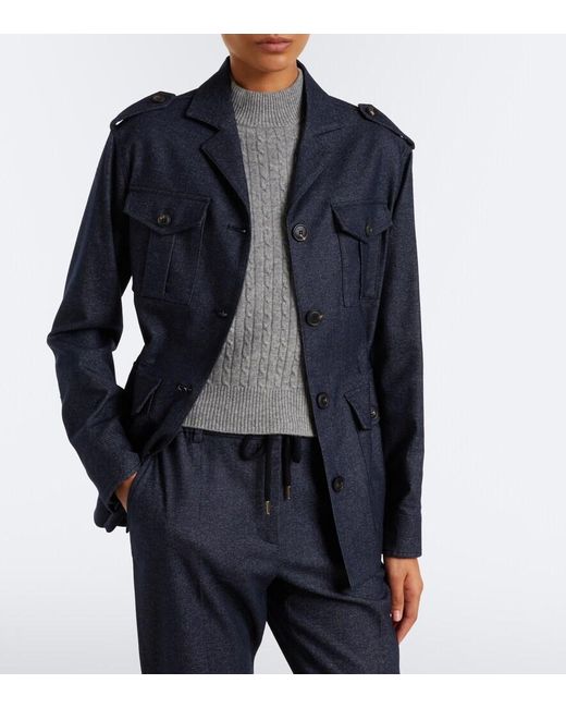 Eleventy Blue Wool, Cotton, And Cashmere-Blend Jacket