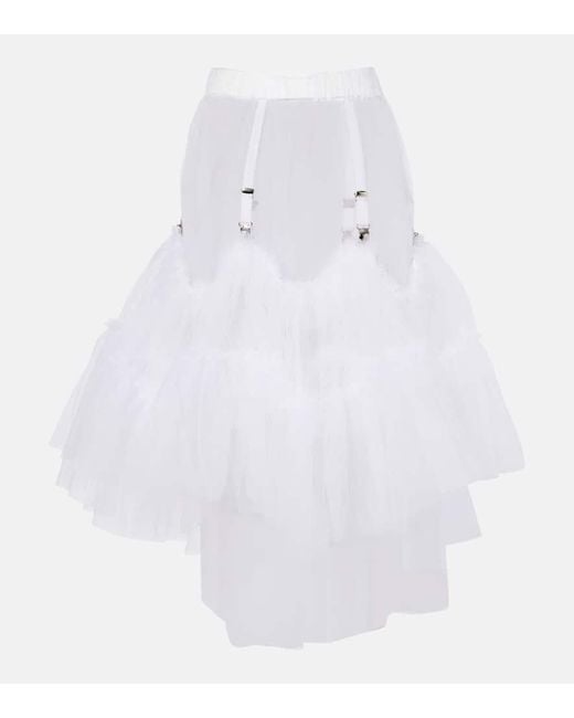 Noir Kei Ninomiya White Sheer Tulle Midi Skirt