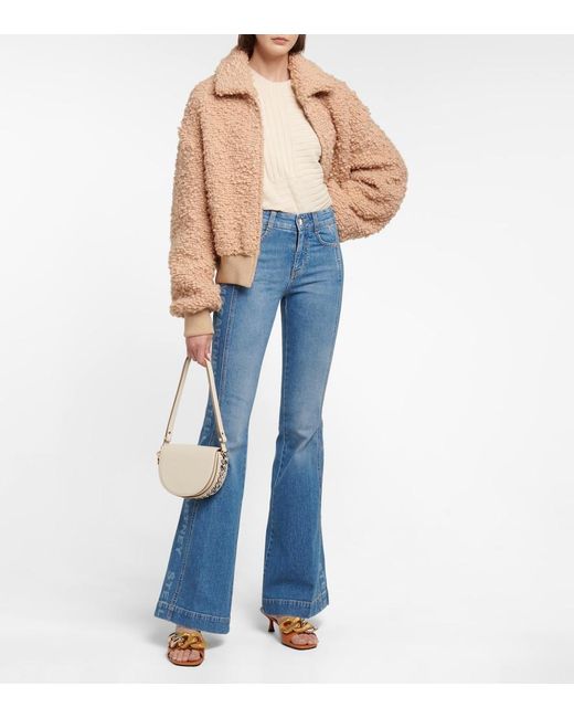 Stella McCartney Blue Logo Mid-rise Flared Jeans