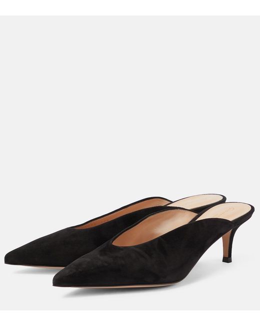 Gianvito Rossi Black Suede Mules