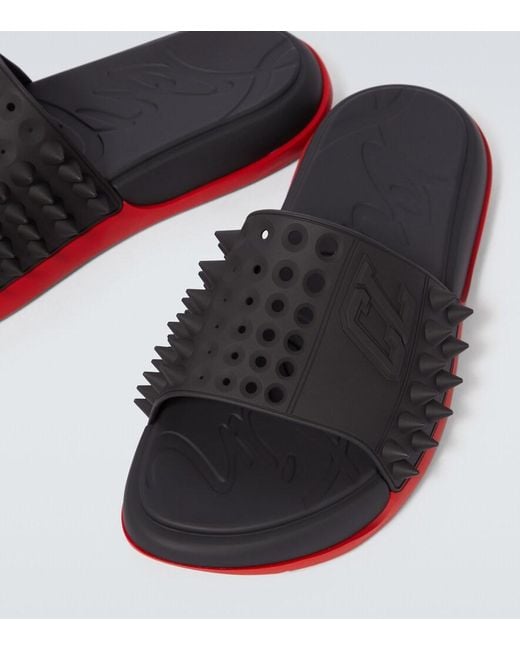 Christian Louboutin Red Take It Easy Spiked Slides for men
