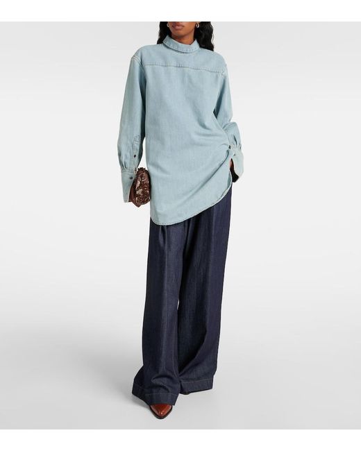 Dries Van Noten Blue Denim Turtleneck Top