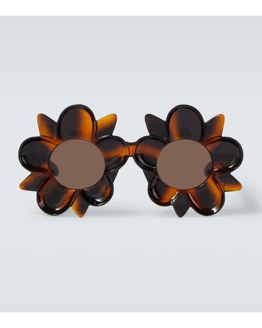 Bottega Veneta Brown Peggy Flower Sunglasses for men