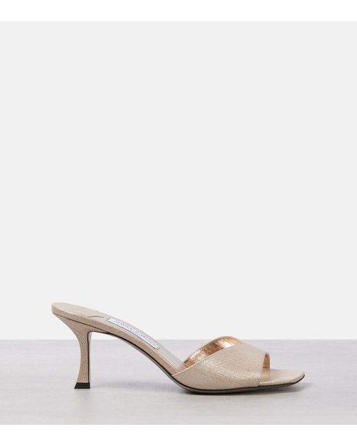 Jimmy Choo Natural Pantoletten Skye 70 Aus Metallic-Leder