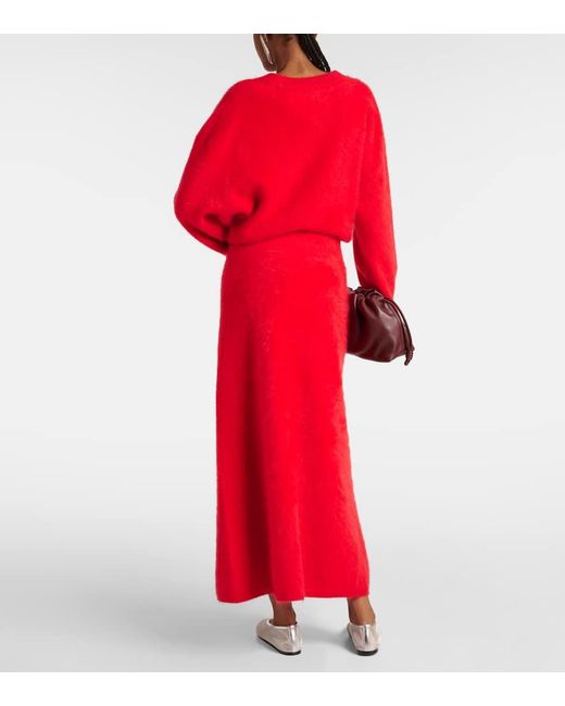 Lisa Yang Red Asta Cashmere Midi Skirt