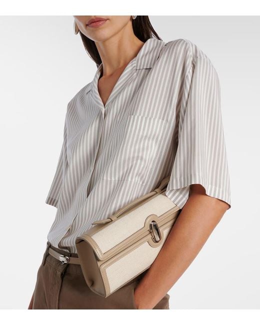 SAVETTE Natural Slim Symmetry Leather-Trimmed Tote Bag