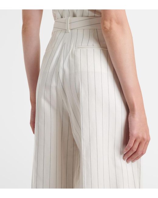Ralph Lauren White Harlo Striped Cotton, Linen And Wool Pants
