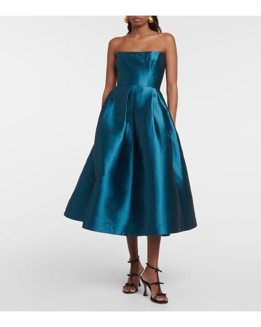 Alex Perry Blue Strapless Faille Midi Dress