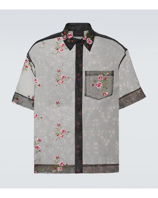 Simone Rocha Gray Floral Sheer Organza Shirt for men