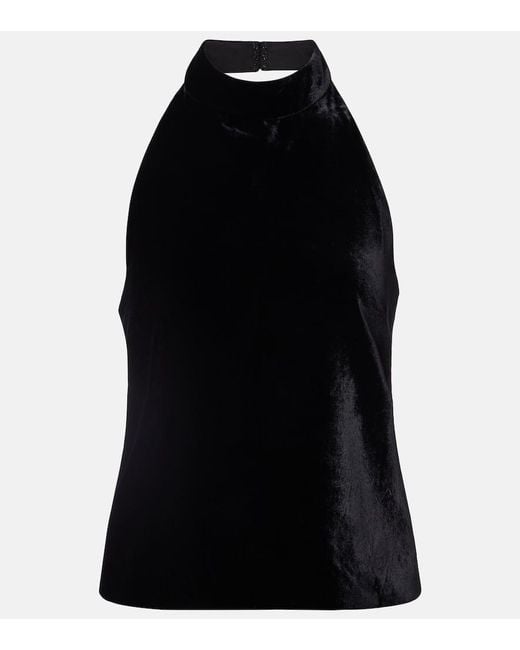 Nili Lotan Black Peneloppe Halterneck Velvet Top
