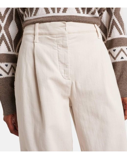 Brunello Cucinelli White High-Rise Wide-Leg Jeans