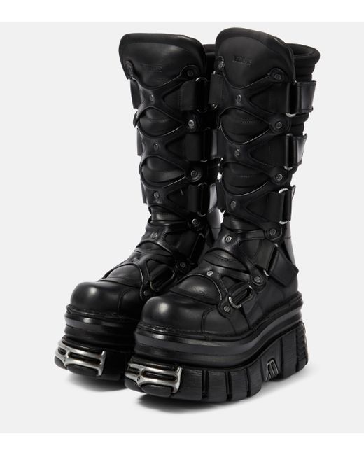 Vetements Black Tower Leather Platform Ankle Boots