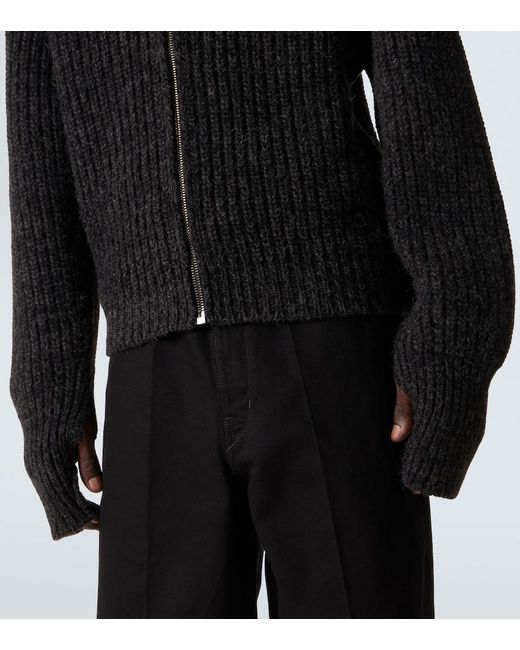 Lemaire Black Alpaca And Yak Wool Zip-Up Cardigan for men