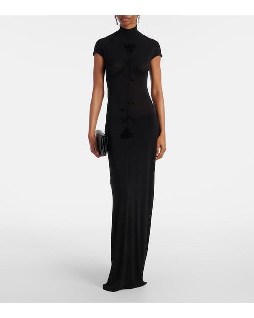 Jean Paul Gaultier Black Velvet Jersey Maxi Dress