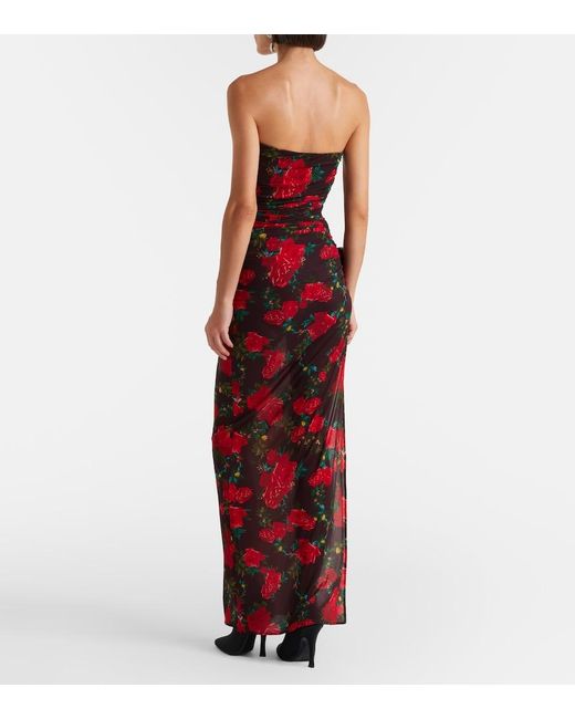 Magda Butrym Red Floral Ruched Gown