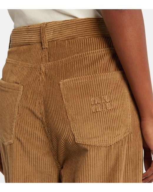 Miu Miu Brown Cotton Corduroy Wide-Leg Pants