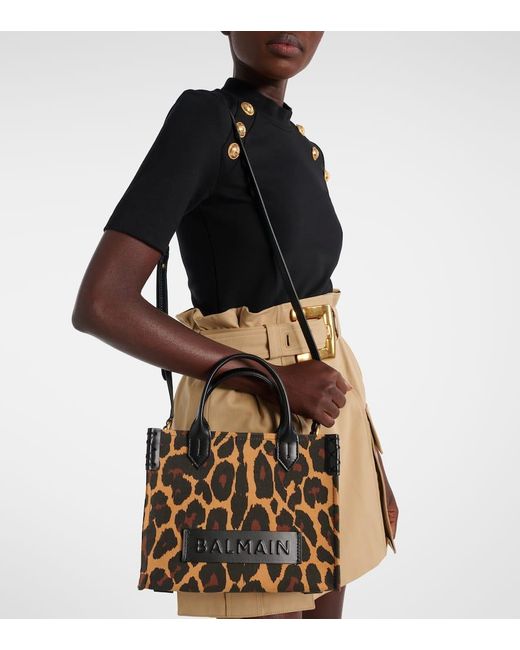 Borsa B-Army Small Con Stampa Leopardata di Balmain in Black