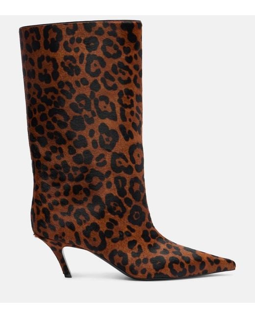 AMINA MUADDI Brown Fiona 60 Leopard-Print Calf Hair Ankle Boots