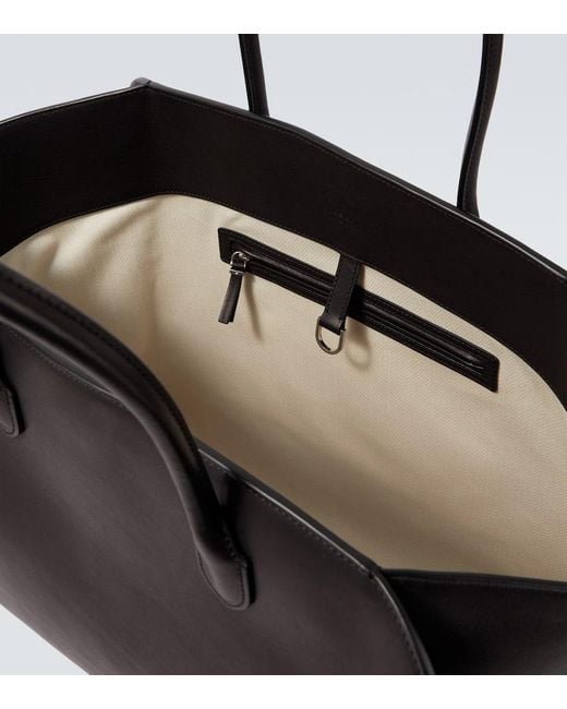 The Row Black Marlo Leather Tote Bag for men