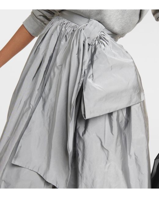 Alexander McQueen Gray Bow-detail Pleated Midi Skirt