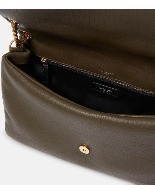Saint Laurent Green Calypso Large Leather Shoulder Bag