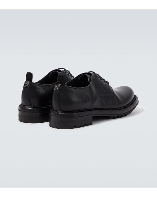 Dolce & Gabbana Black Leather Derby Shoes for men
