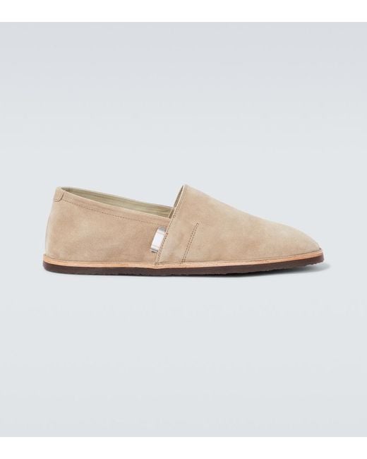 Brunello Cucinelli White Suede Slip-On Shoes for men