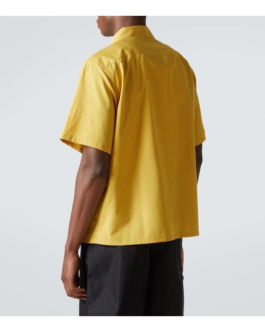 Prada Yellow Cotton Poplin Bowling Shirt for men
