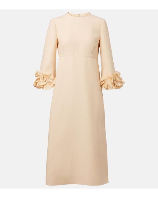 Valentino Natural Ruffled Crepe Couture Midi Dress