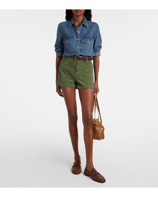 Veronica Beard Green Shorts Sally Aus Baumwoll-Cord