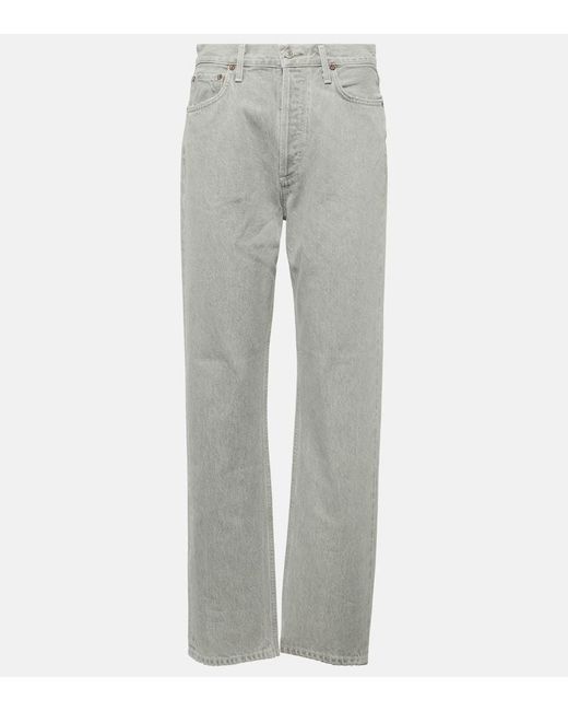 Agolde Gray High-Rise Straight Jeans 90s Pinch Waist