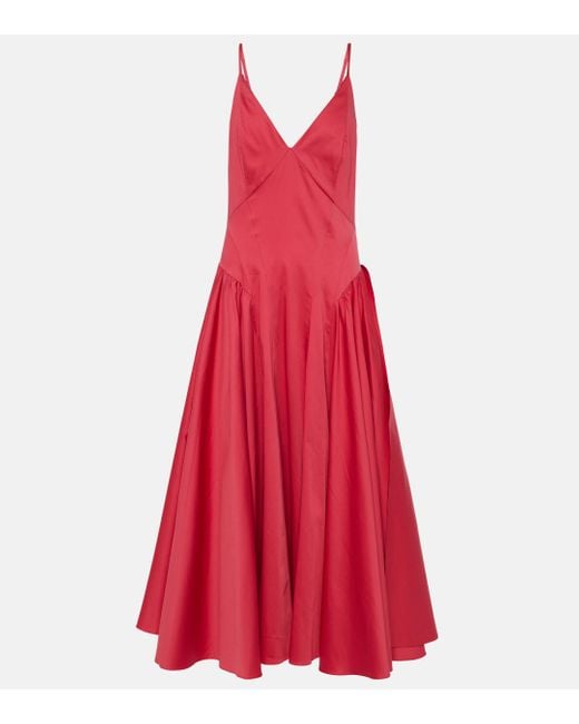 TOVE Red Solene Cotton-blend Midi Dress