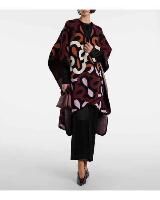 LaDoubleJ Black Maiolika Wool Jacquard Cape