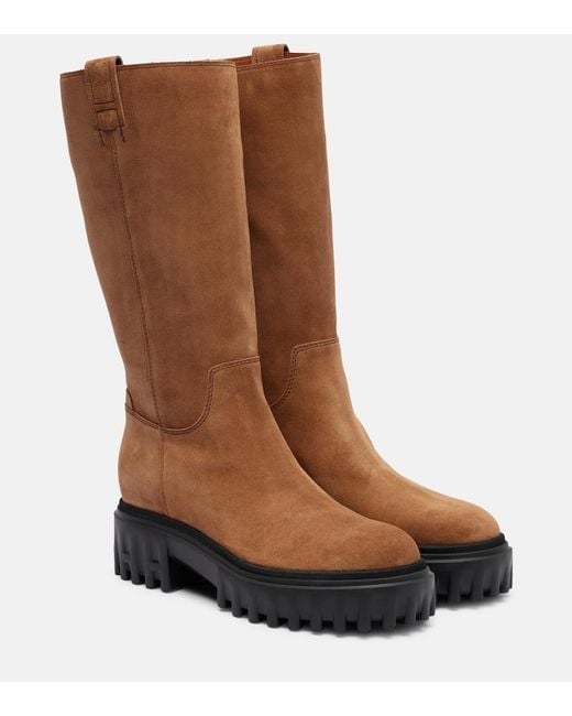 Hogan Brown H700 Stivali Suede Knee-High Boots