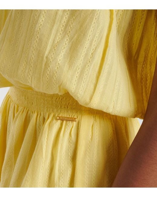 Melissa Odabash Yellow Colette Embroidered Cotton Minidress
