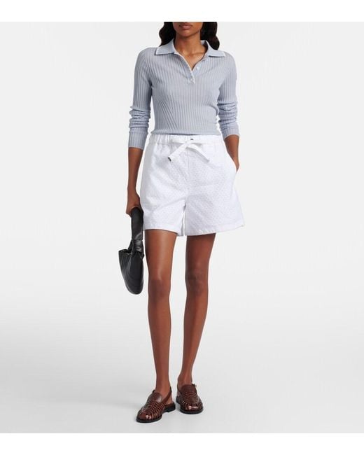 Moncler White Broderie Anglaise Cotton Shorts