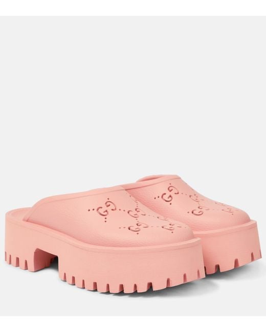 Gucci Pink GG Rubber Clogs