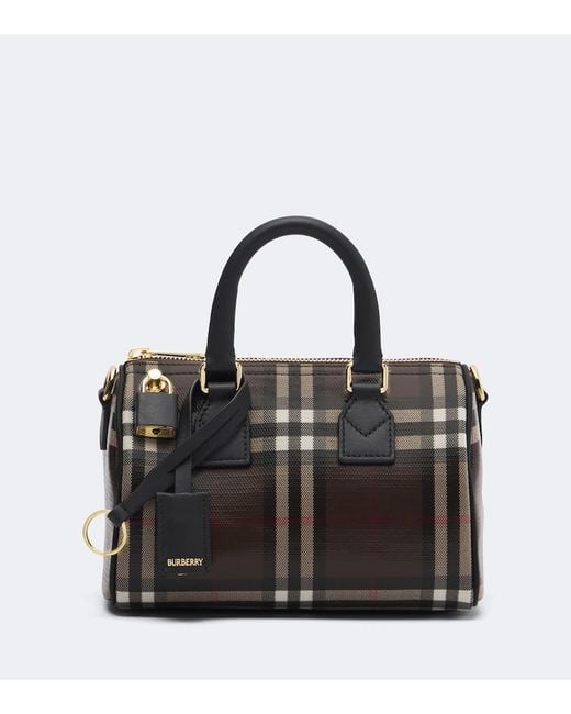 Burberry Black Check Mini Canvas Bowling Bag