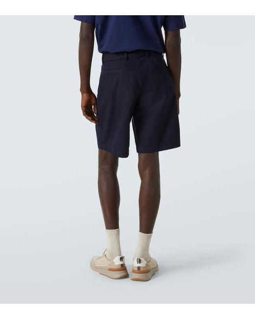 Brunello Cucinelli Cotton Gabardine Bermuda Shorts in Blue für Herren