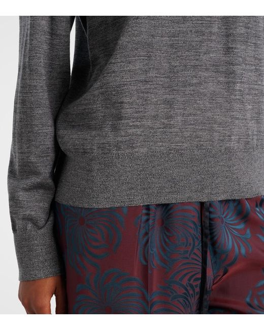 Dries Van Noten Gray Wool Polo Sweater