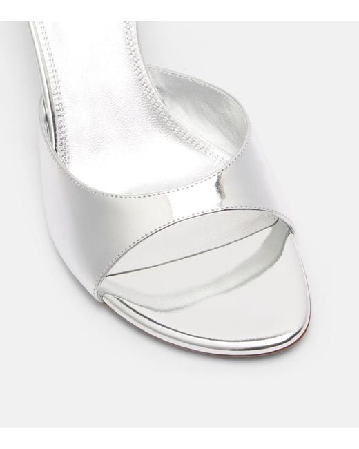 AMINA MUADDI White Jeanne 60 Mirrored Leather Mules