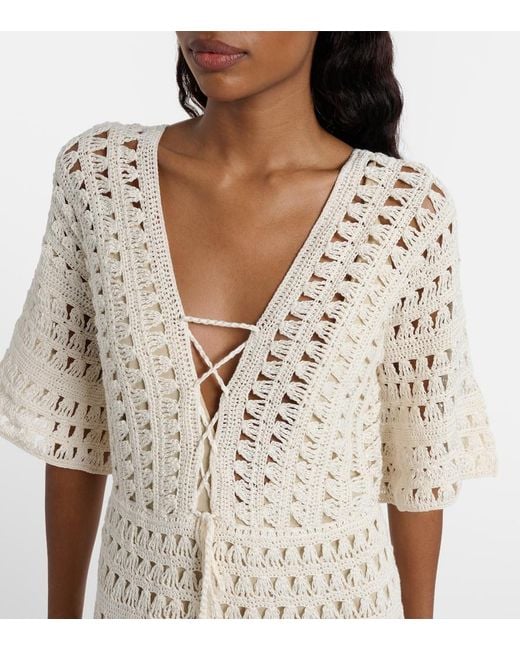 Anna Kosturova Natural Crochet Cotton Minidress